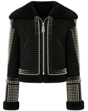 Philipp Plein Stud-Embellished Cropped Jacket - Black