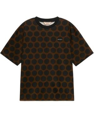 Marni Cotton T-Shirt With Polka Rhythm Print - Black