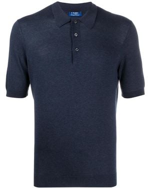 Barba Napoli Knitted Polo Shirt - Blue