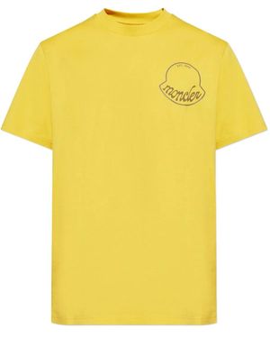 Moncler T-Shirt mit Logo-Print - Gelb