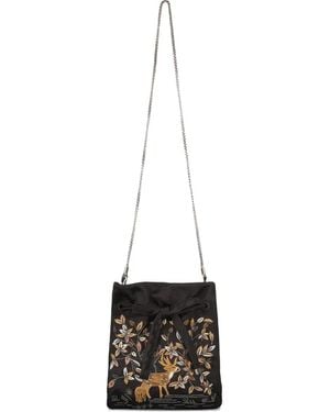 Alberta Ferretti Embroidered Drawstring Cross Body Bag - White