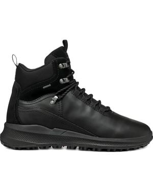 Geox Lace-Up Leather Boots - Black
