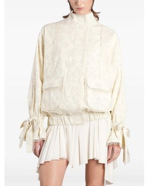 Siedres Polca Floral-Print Tie-Cuff Jacket - Natural