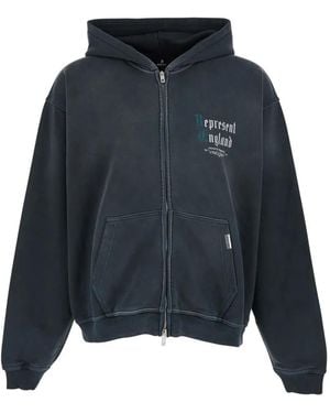 Represent Logo-Print Zip-Up Hoodie - Blue