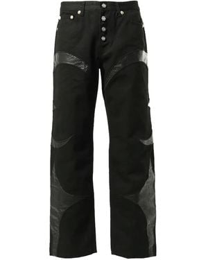 THUG CLUB Leather Washing Jeans - Black