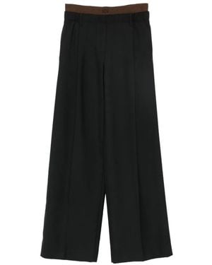 Loewe Logo-Waistband Pleated Trousers - Black