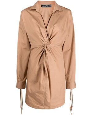 ANDREADAMO Twist-Front Shirtdress - Natural
