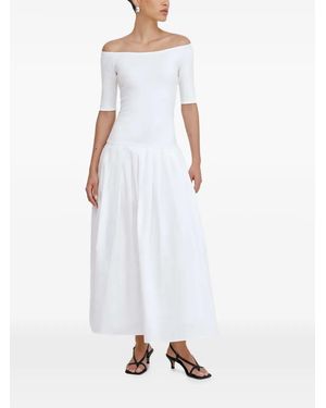 MARCELLA Vestido Midi Mila Con Hombros Descubiertos - Blanco