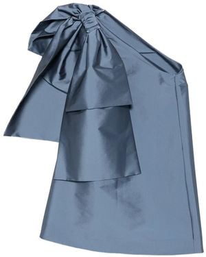BERNADETTE Winnette One-Shoulder Bow Mini Dress - Blue