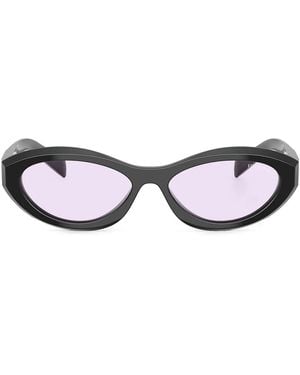 Prada Triangle-Logo Oval Sunglasses - Brown