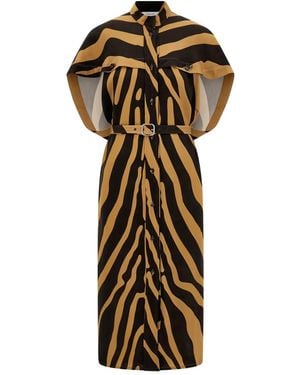 Ferragamo Vestido corto de sarga con botones - Metálico