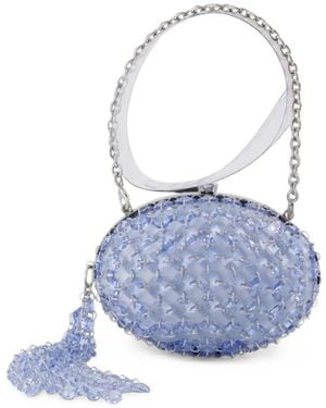 Self-Portrait Oval Crystal-Embellished Clutch Bag - Blue