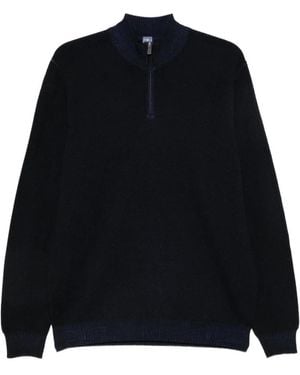 Fedeli Pullover Mit Kurzem Reißverschluss - Schwarz