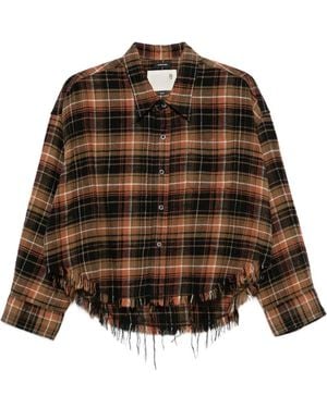 R13 Camisa Con Dobladillo Deshilachado - Marrón