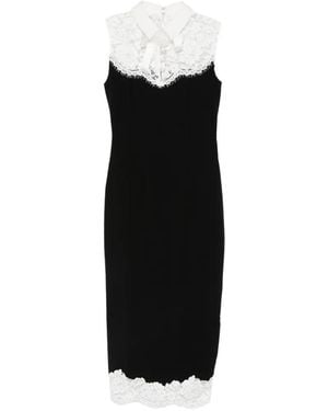 Self-Portrait Lace-Trimmed Bow-Detail Midi Dress - Black