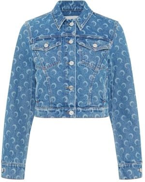Marine Serre Moon Laser Denim Jacket - Blue