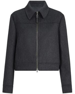 Brunello Cucinelli Wool-Flannel Outerwear Jacket With Shiny Zipper-Pull - Blue