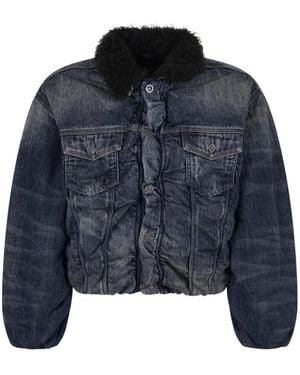 DIESEL D-Curly-Fsj1 Faded-Effect Ruched-Detail Jacket - Blue