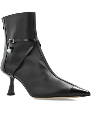 Jimmy Choo パールトリム ポインテッドトゥブーツ 70mm - ブラック