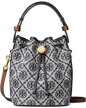 Tory Burch Mini Monogram Bucket Bag - White