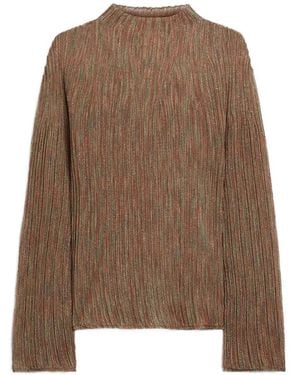 Momoní Gerippter Pullover Mit Weiten Ärmeln - Braun
