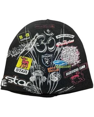 HELLSTAR Patch-Print Beanie Hat - Green