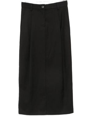 Alpha Studio Pleated-Detail Midi Skirt - Black