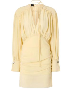 Pinko Mini Dress With Long-Sleeves And Draping - Natural
