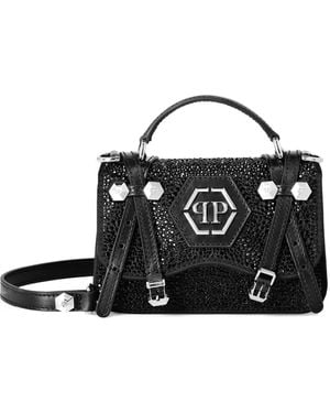 Philipp Plein Clutch Hexagon Piccola Con Strass - Nero