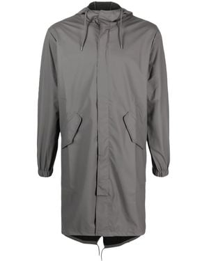 Rains Fishtail Drawstring-Hood Coated Parka - Grey