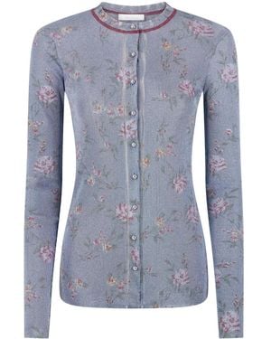 Rabanne Floral-Print Cardigan - Blue