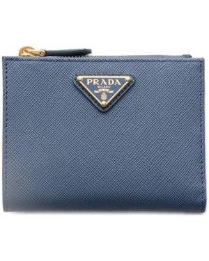Prada Small Saffiano Leather Wallet - Blue
