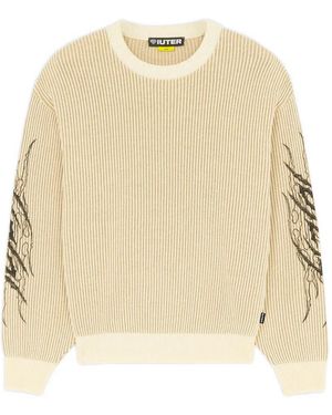 Iuter Gerippter Pullover Mit Grafischem Print - Natur