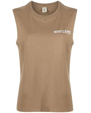 Sporty & Rich Logo-Print Cotton Tank Top - Natural