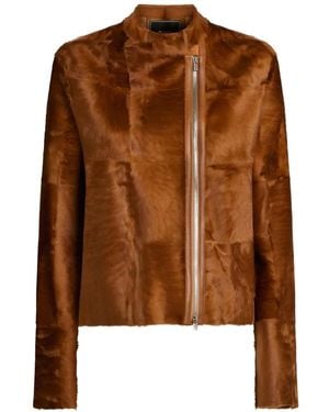 Kiton Asymmetric Lamb Fur Jacket - Brown