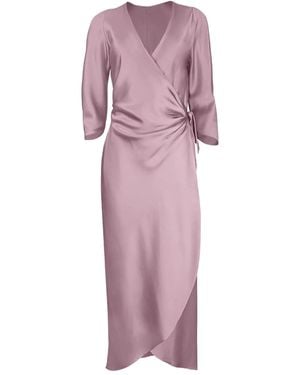 Peter Cohen Wrap-tie Three-quarter Sleeve Midi Dress - Pink