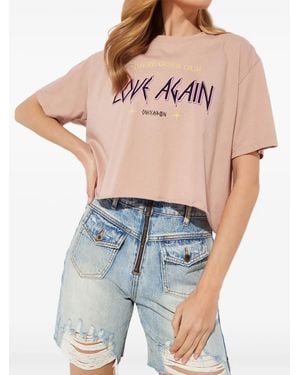 One Teaspoon Raw-Edge Printed T-Shirt - Blue