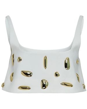 Alexia Lya Embellished Scoop-Neck Top - White
