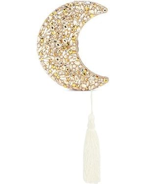 Judith Leiber Crescent Moon Crystal-Embellished Mini Bag - White
