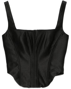 Self-Portrait Taffeta Corset Top - Black