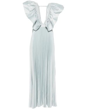 L'idée Ventoux Ruffled V-Neck Gown - White