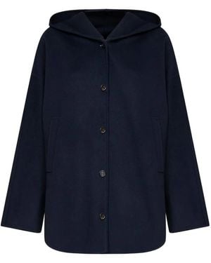 Max Mara Hooded Double-Faced Coat - Blue
