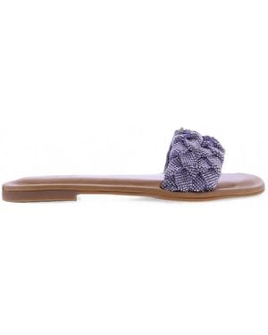Inuovo Crystal-Embellished Braided Sandals - White