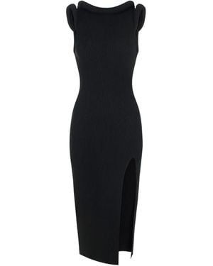 Elisabetta Franchi Robe En Maille À Détails 3D - Noir