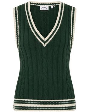 The Upside Santa Fe Julia V-Neck Cable-Knit Vest - Green