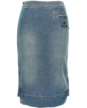 Vivienne Westwood Orb Logo Embroidery Skirt - Blue
