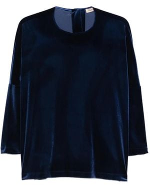 Blanca Vita Velvet Long-Sleeved Top - Blue