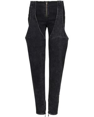 Balmain Low-Rise Washed Cotton Jeans - Black