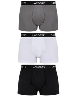 Lacoste Set De Tres Bóxeres Con Logo En La Cinturilla - Gris