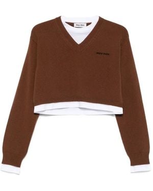 Miu Miu Cropped Sweater - Bruin